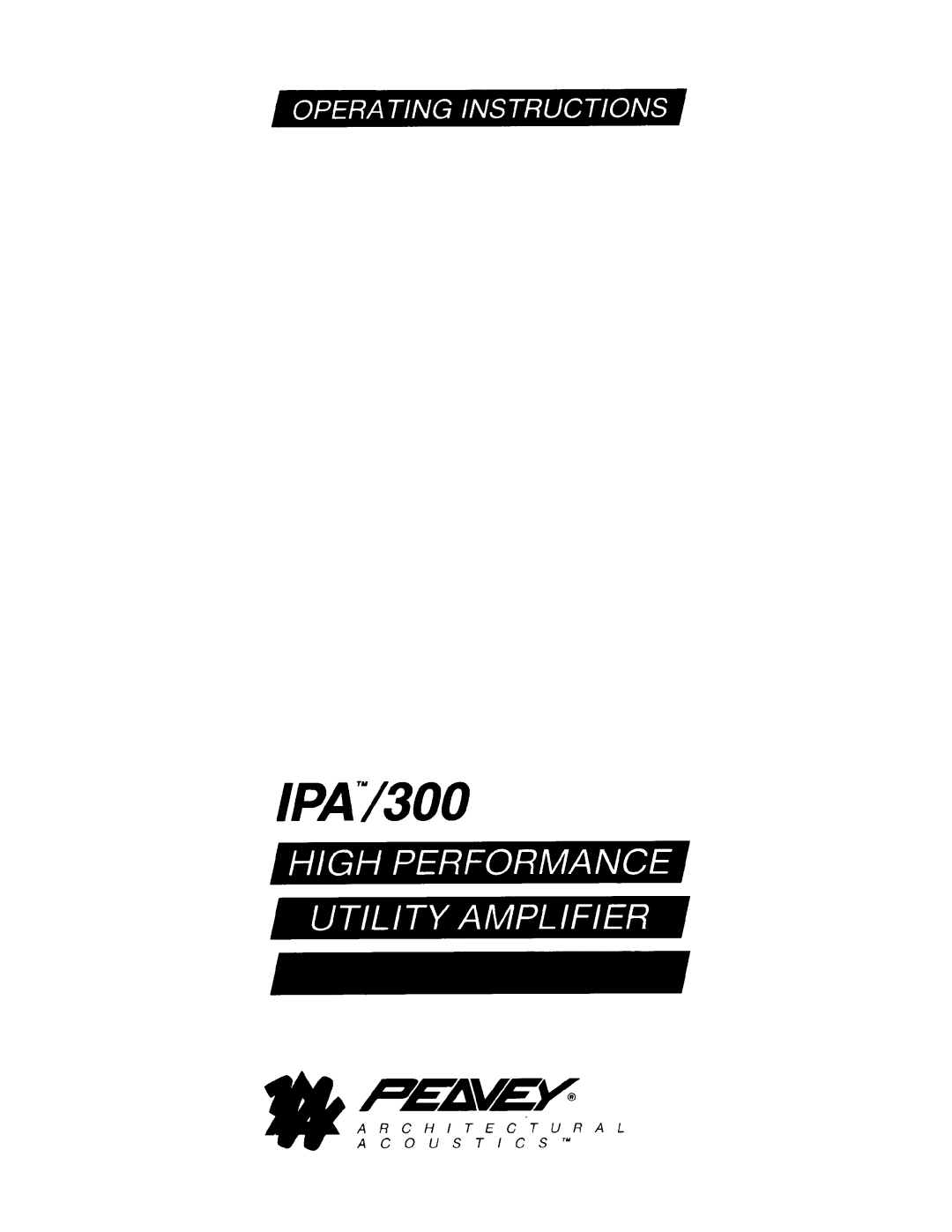 Peavey IPA 300 manual 