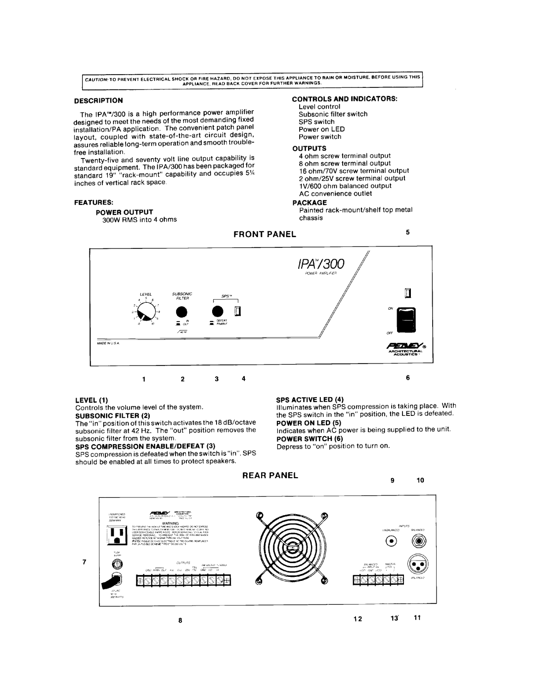 Peavey IPA 300 manual 