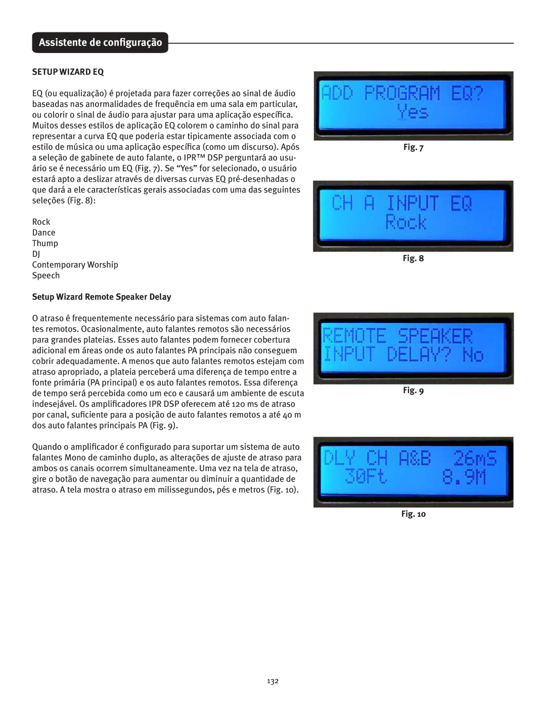 Peavey IPR 3000, IPR 6000, IPR 4500, IPR 1600 manual Assistente de configuração, Setup Wizard EQ 