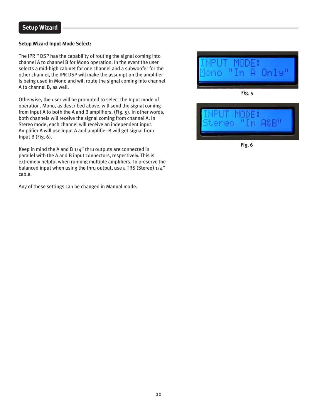 Peavey IPR 4500, IPR 3000, IPR 6000, IPR 1600 manual Setup Wizard Input Mode Select 