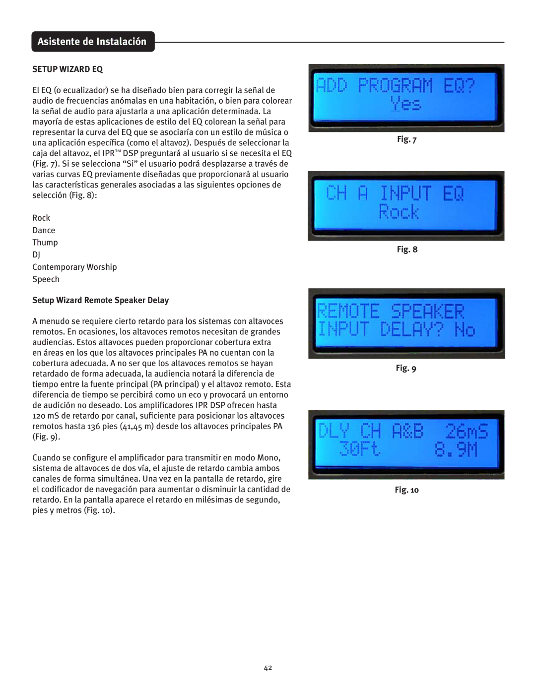 Peavey IPR 4500, IPR 3000, IPR 6000, IPR 1600 manual Setup Wizard EQ 