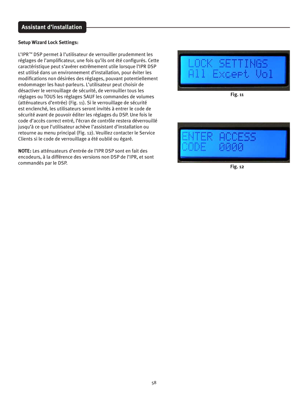 Peavey IPR 4500, IPR 3000, IPR 6000, IPR 1600 manual Setup Wizard Lock Settings 