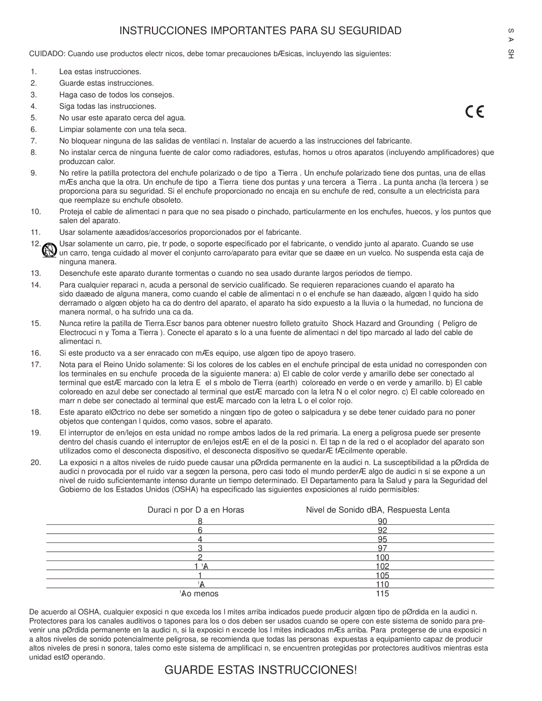 Peavey IPR 4500, IPR 3000, IPR 6000, IPR 1600 manual Guarde Estas Instrucciones 