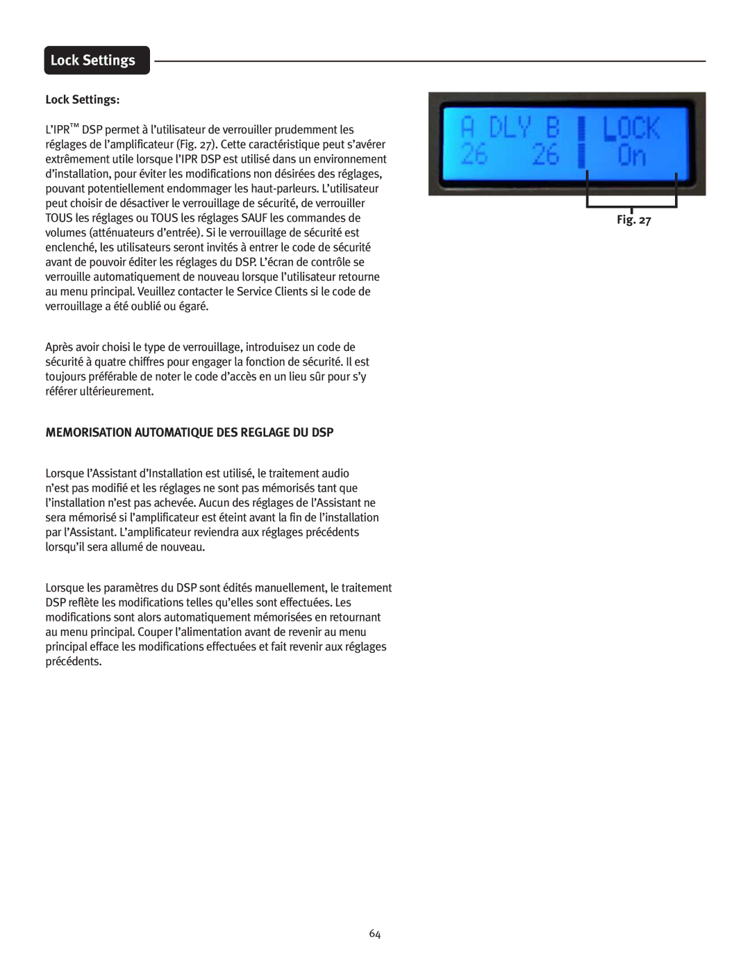 Peavey IPR 3000, IPR 6000, IPR 4500, IPR 1600 manual Memorisation Automatique DES Reglage DU DSP 