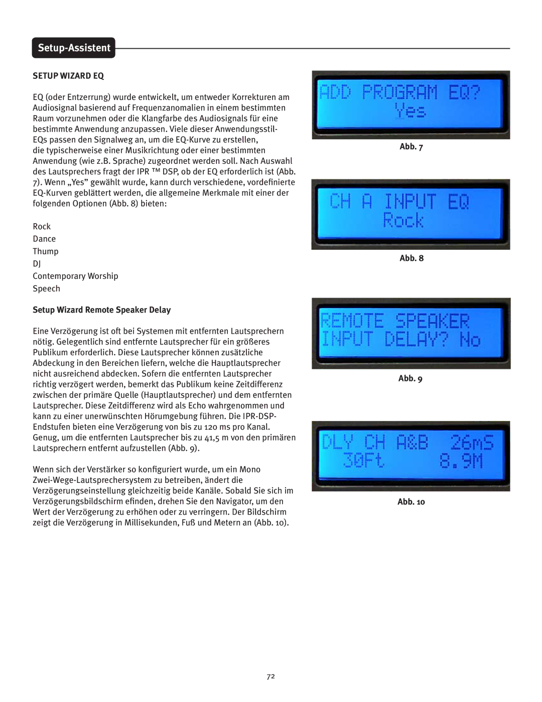 Peavey IPR 3000, IPR 6000, IPR 4500, IPR 1600 manual Setup Wizard EQ 