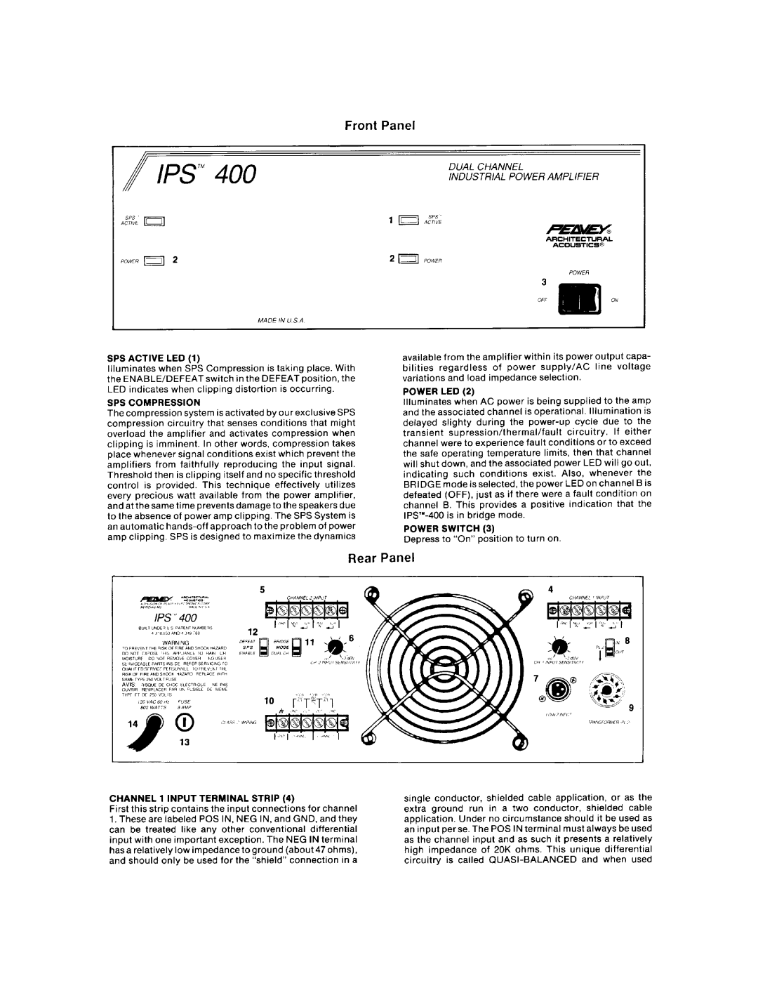 Peavey IPS 400 manual 