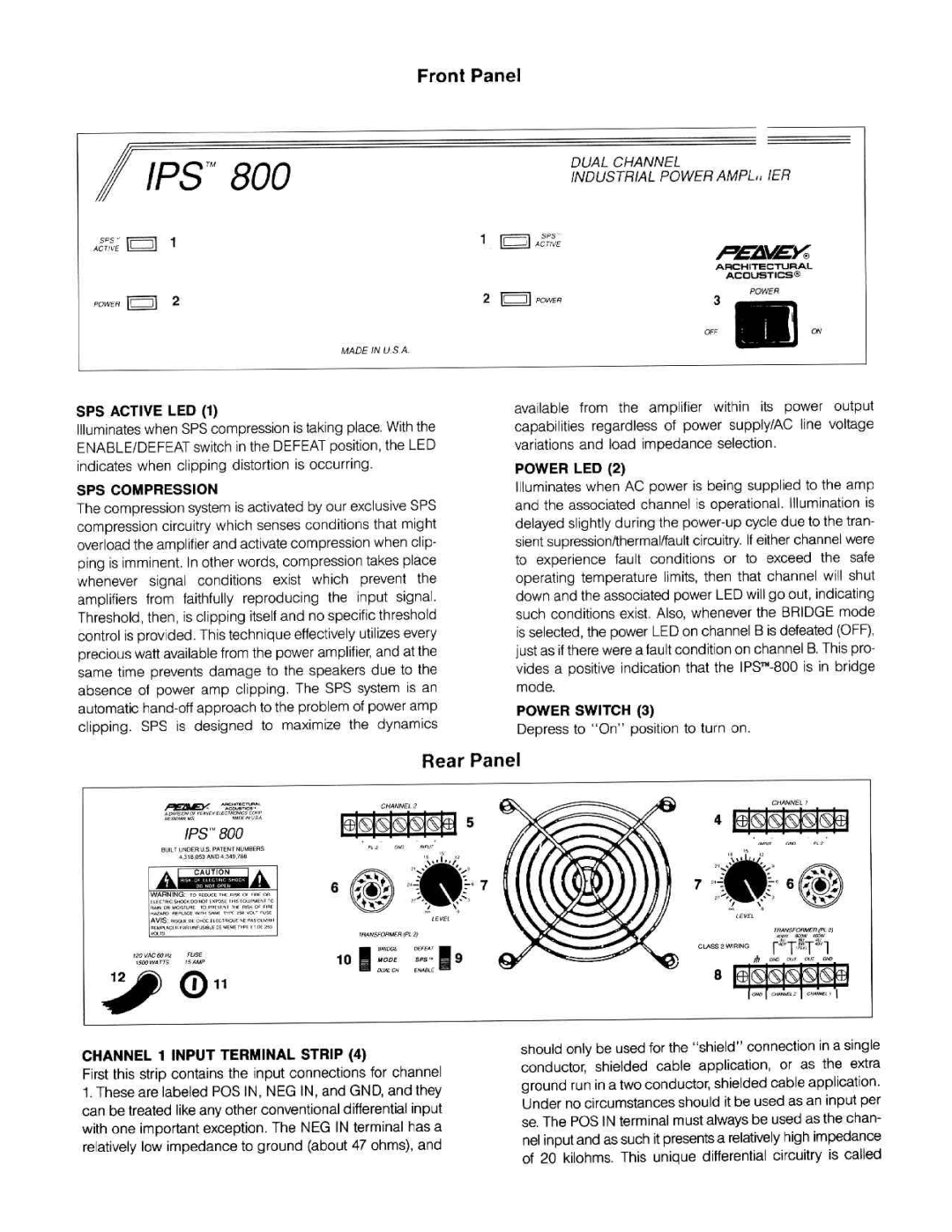 Peavey IPS 800 manual 