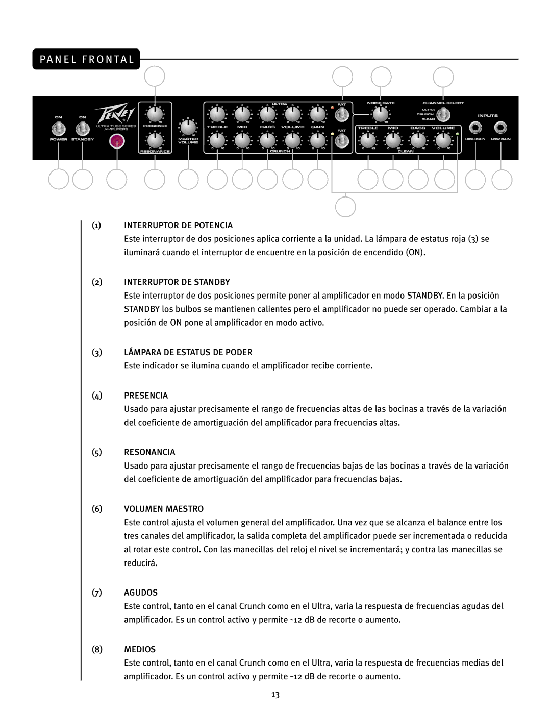 Peavey JSX Joe Satriani Signature All-Tube Amplifier manual Pa N E L F R O N Ta L 