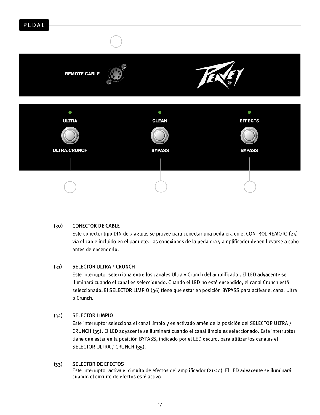 Peavey JSX Joe Satriani Signature All-Tube Amplifier D a L, Conector DE Cable, Selector Ultra / Crunch, Selector Limpio 