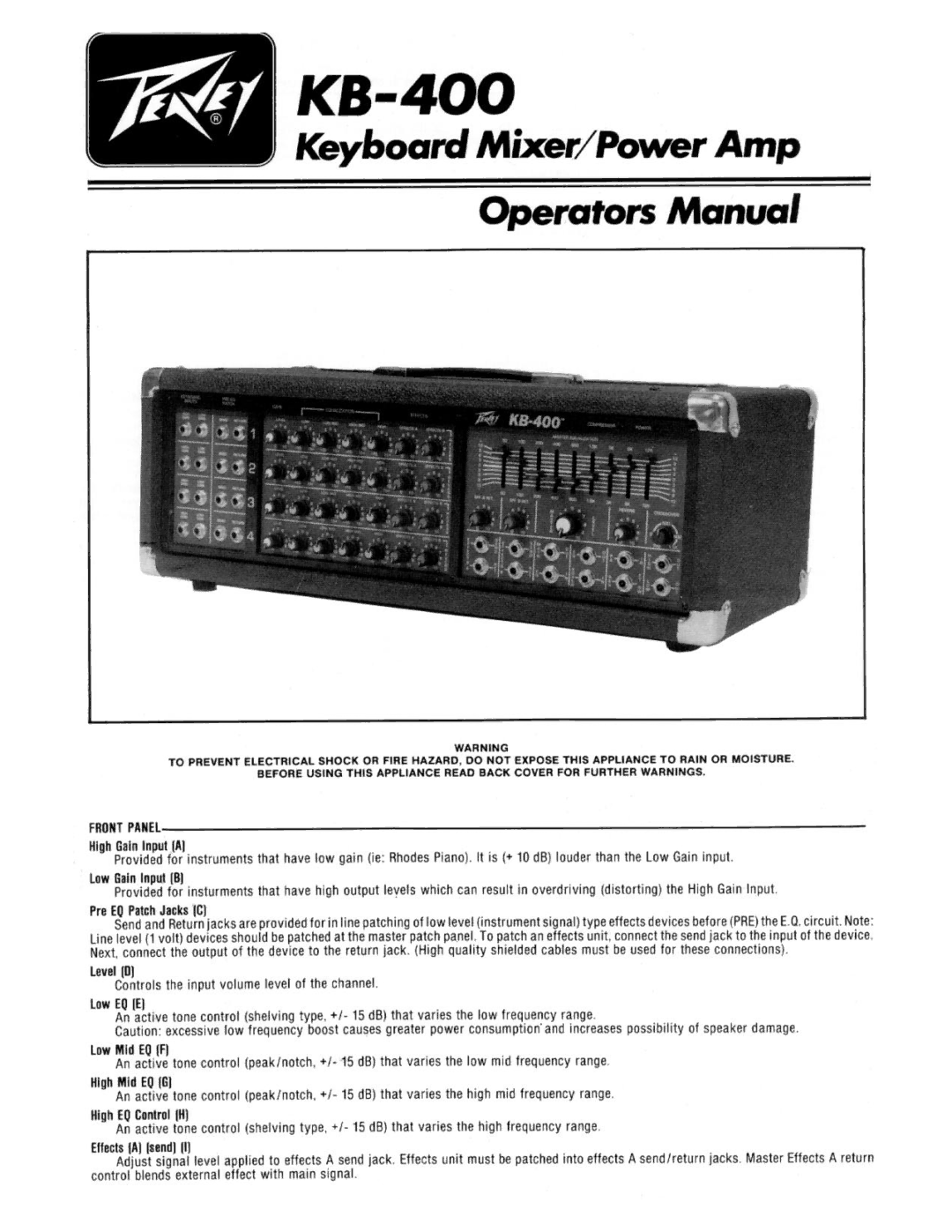 Peavey KB-400 manual 