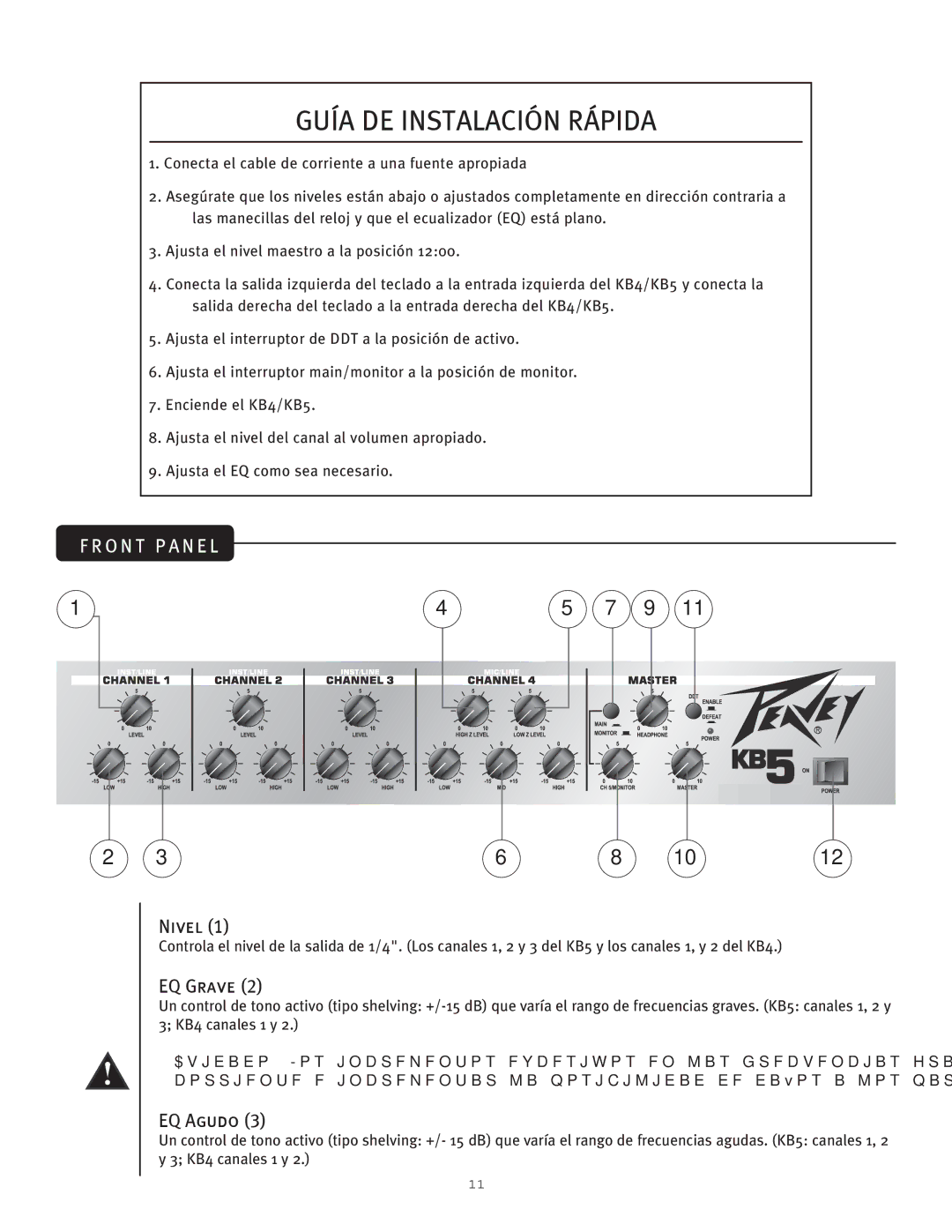 Peavey KB4/KB5 owner manual Nivel, EQ Grave, EQ Agudo 