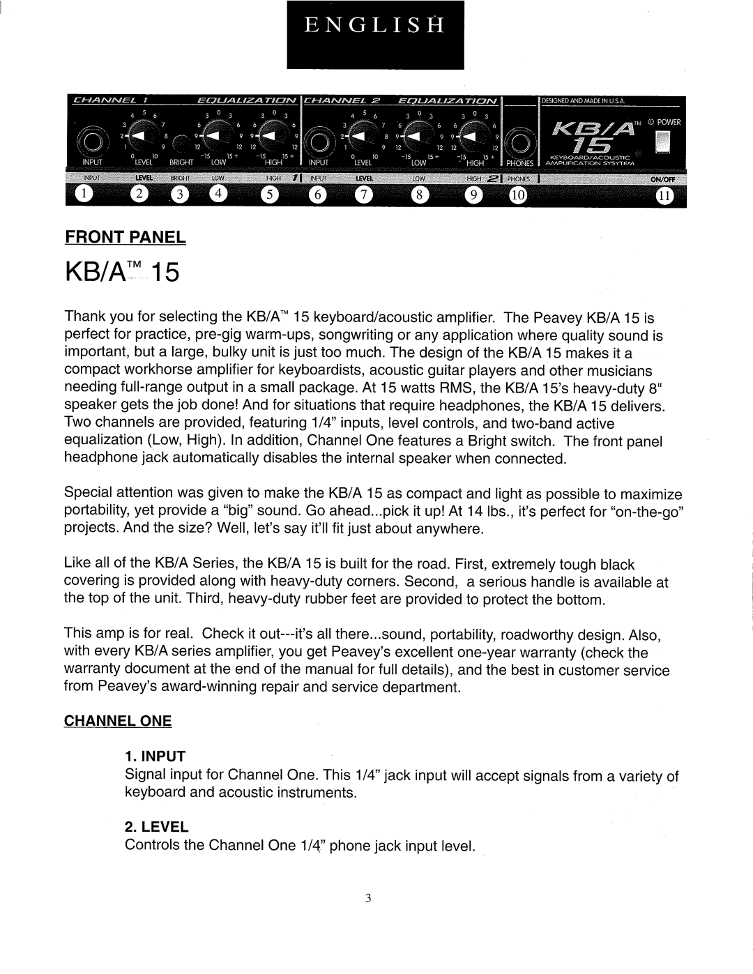 Peavey KB/A 15 manual 