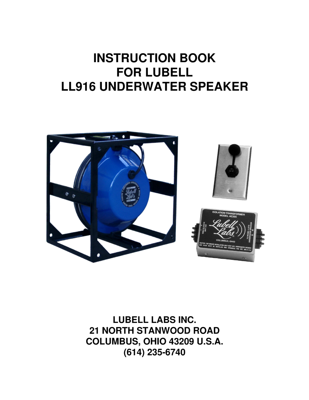 Peavey manual Instruction Book For Lubell LL916 Underwater Speaker 