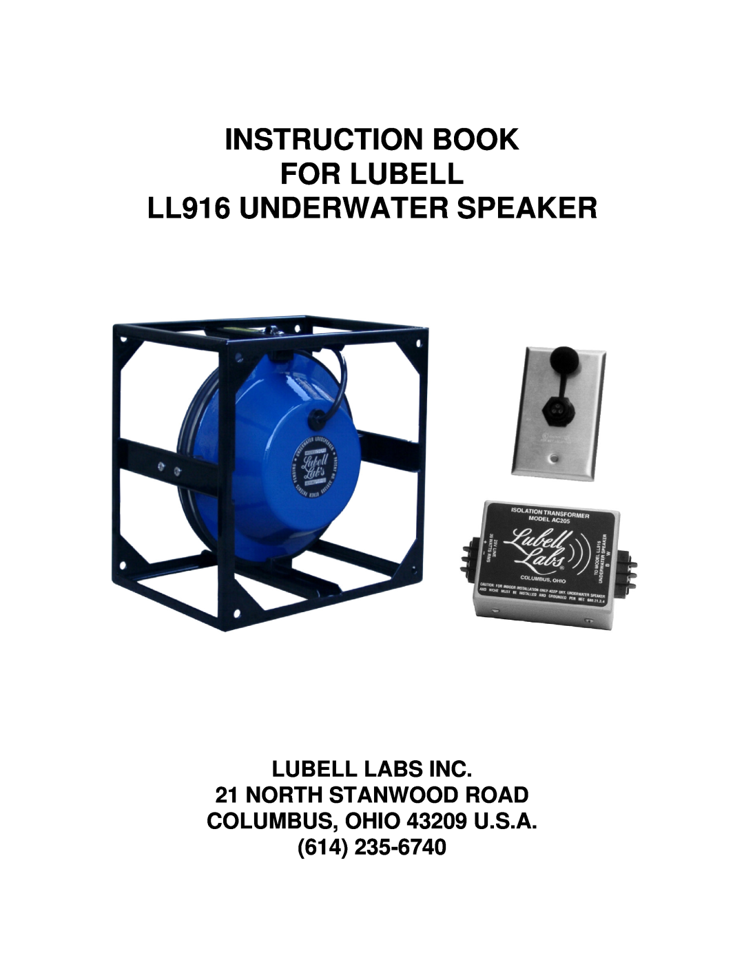 Peavey manual INSTRUCTION BOOK FOR LUBELL LL916 UNDERWATER SPEAKER 