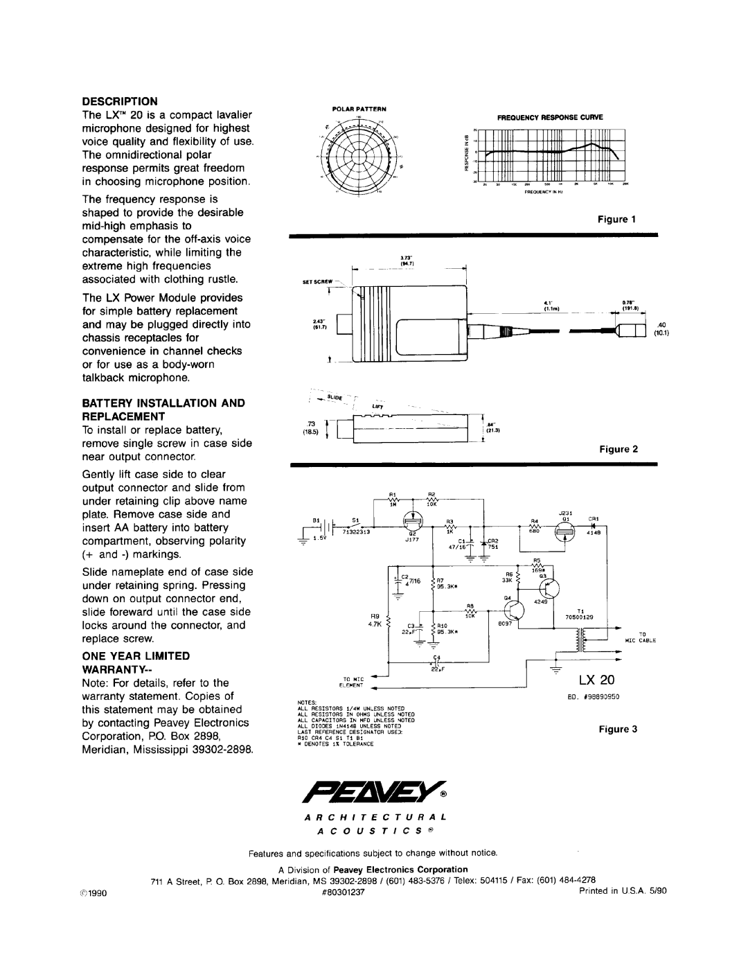 Peavey LX 20 manual 