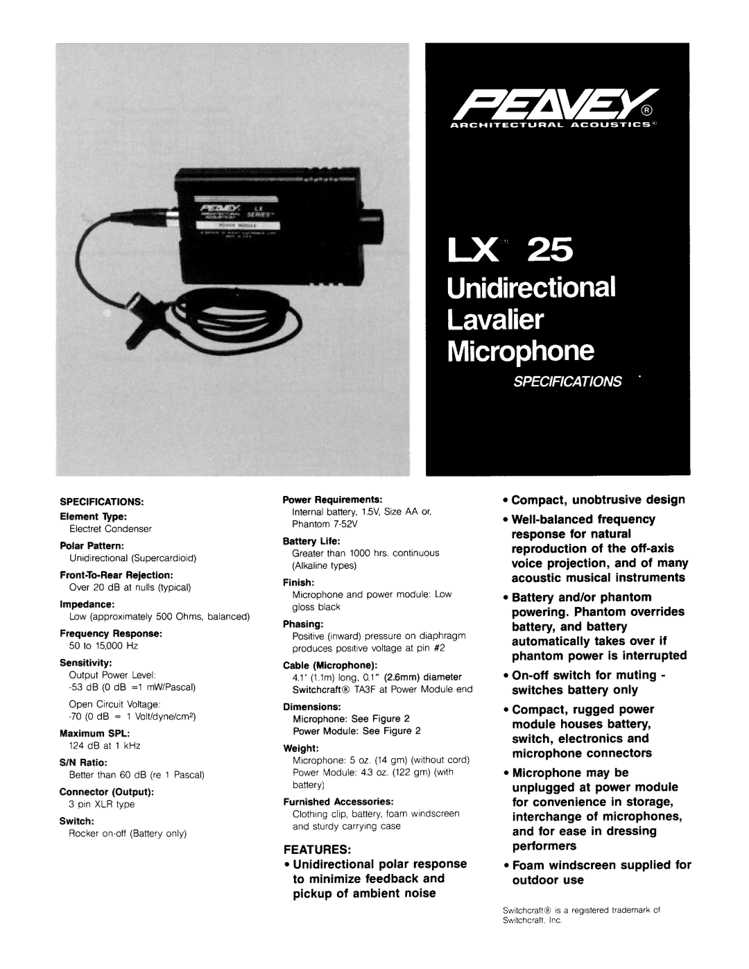 Peavey LX 25 manual 