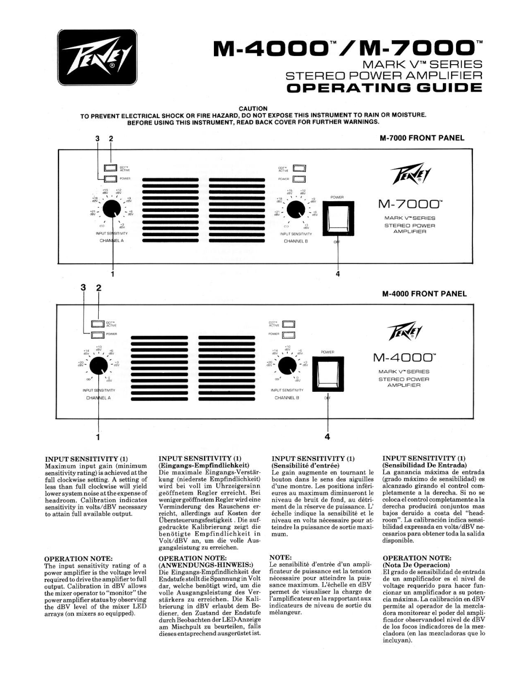 Peavey M-7000, M-4000 manual 