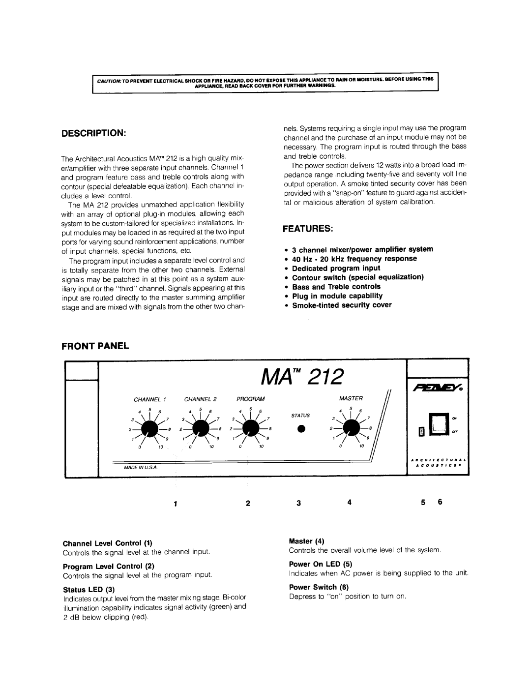 Peavey MA 212 manual 