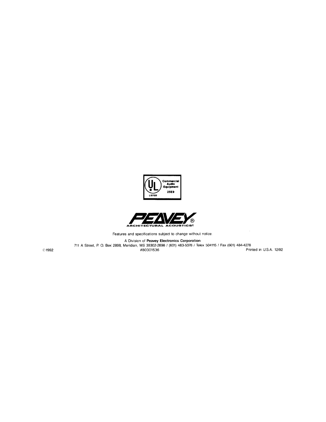 Peavey MA 212T manual 