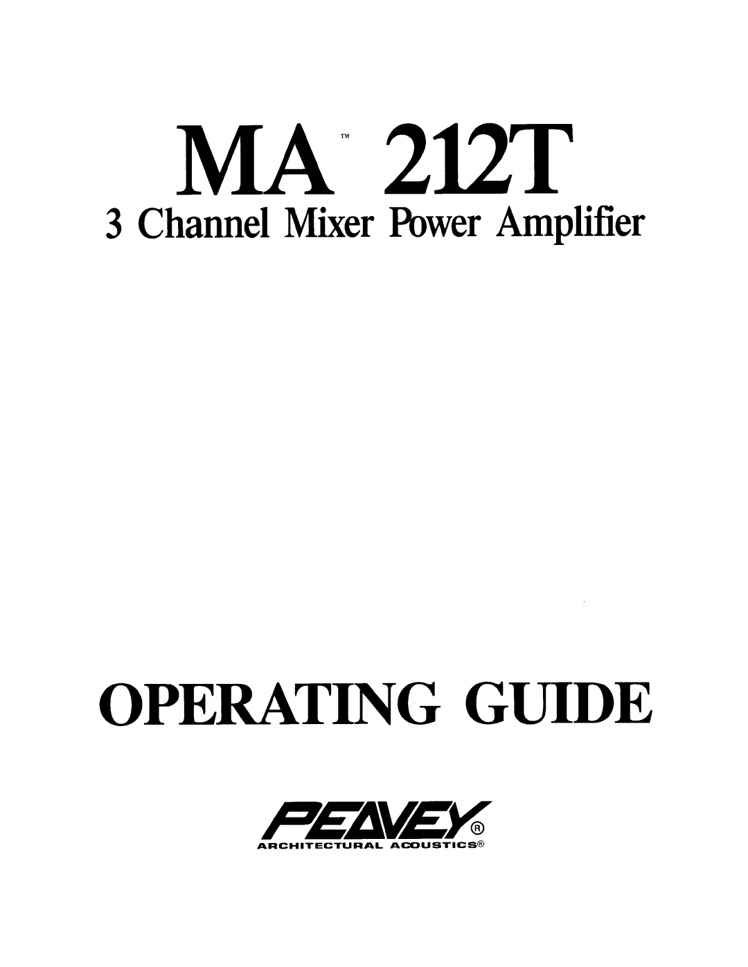 Peavey MA 212T manual 