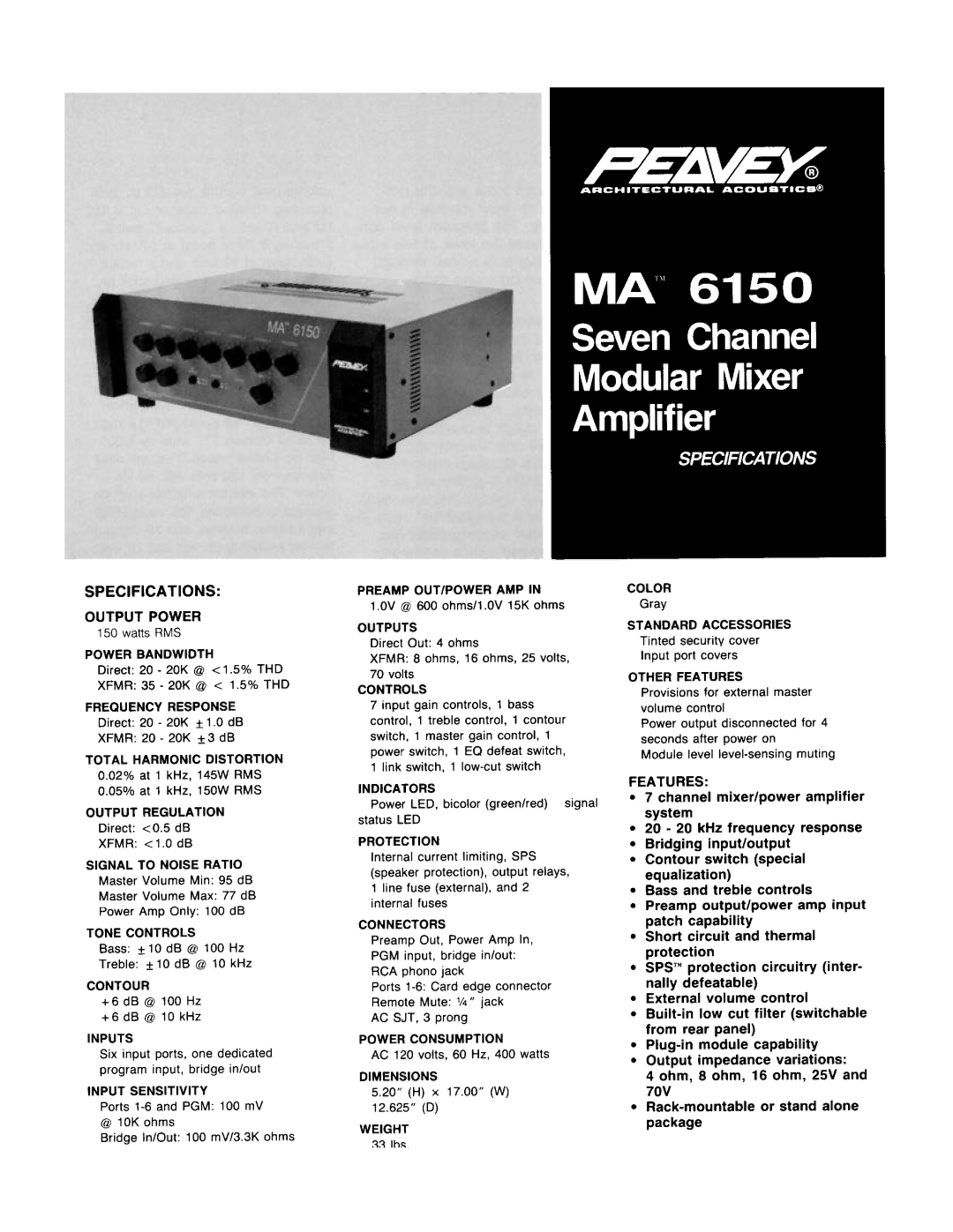 Peavey MA 6150 manual 