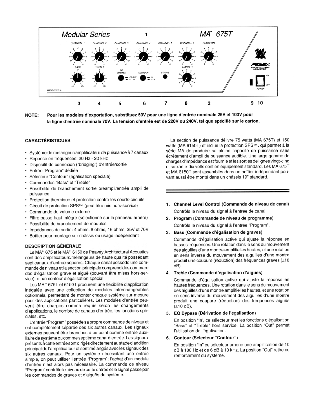 Peavey MA 6150T, MA 675T manual 