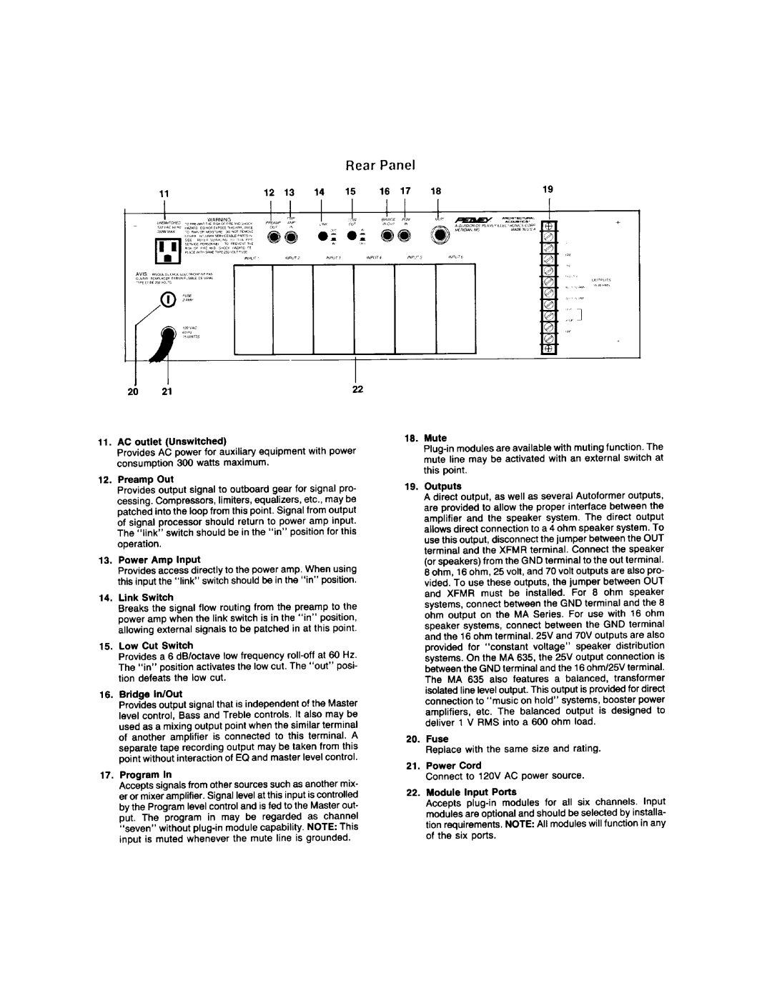 Peavey MA 635 manual 