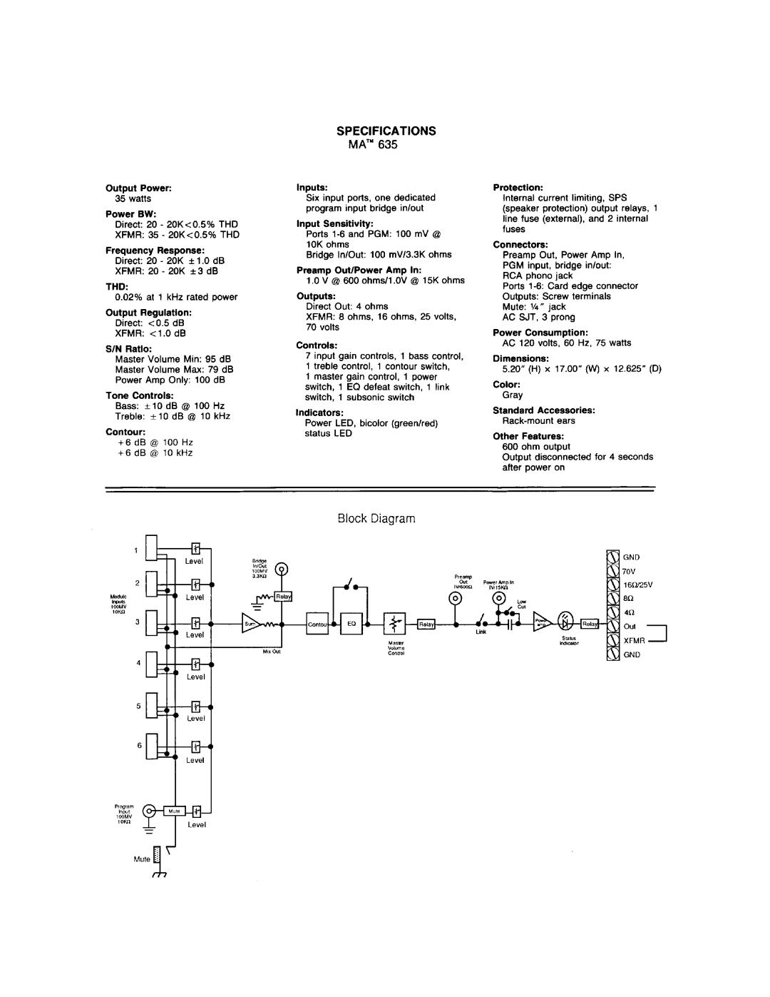 Peavey MA 635 manual 