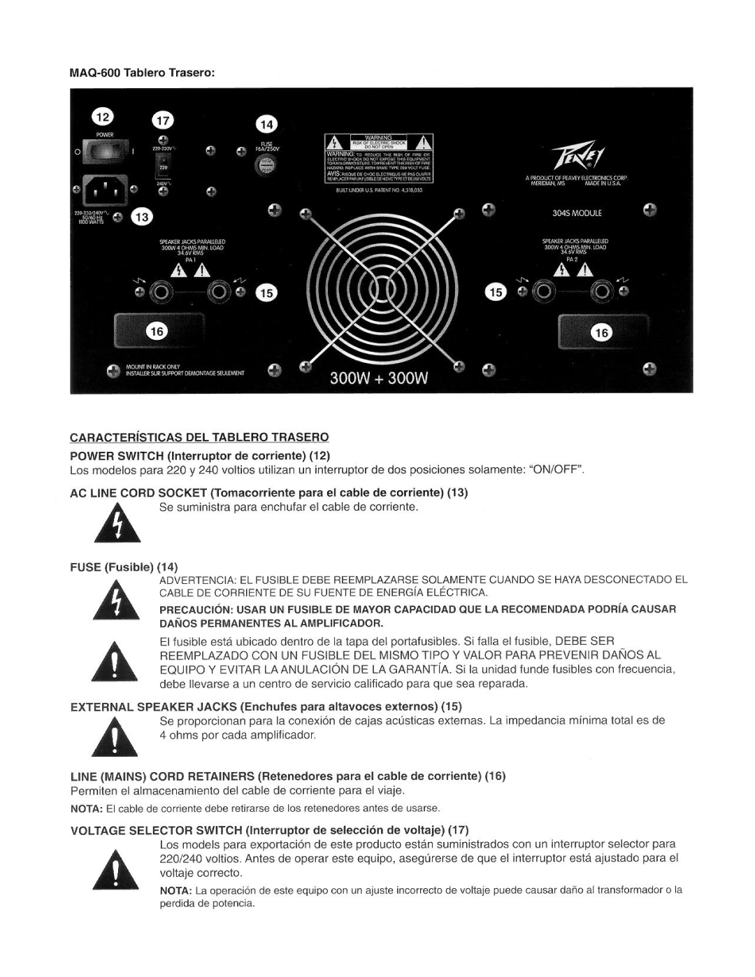 Peavey MAQ 600, MAQ 300 manual 