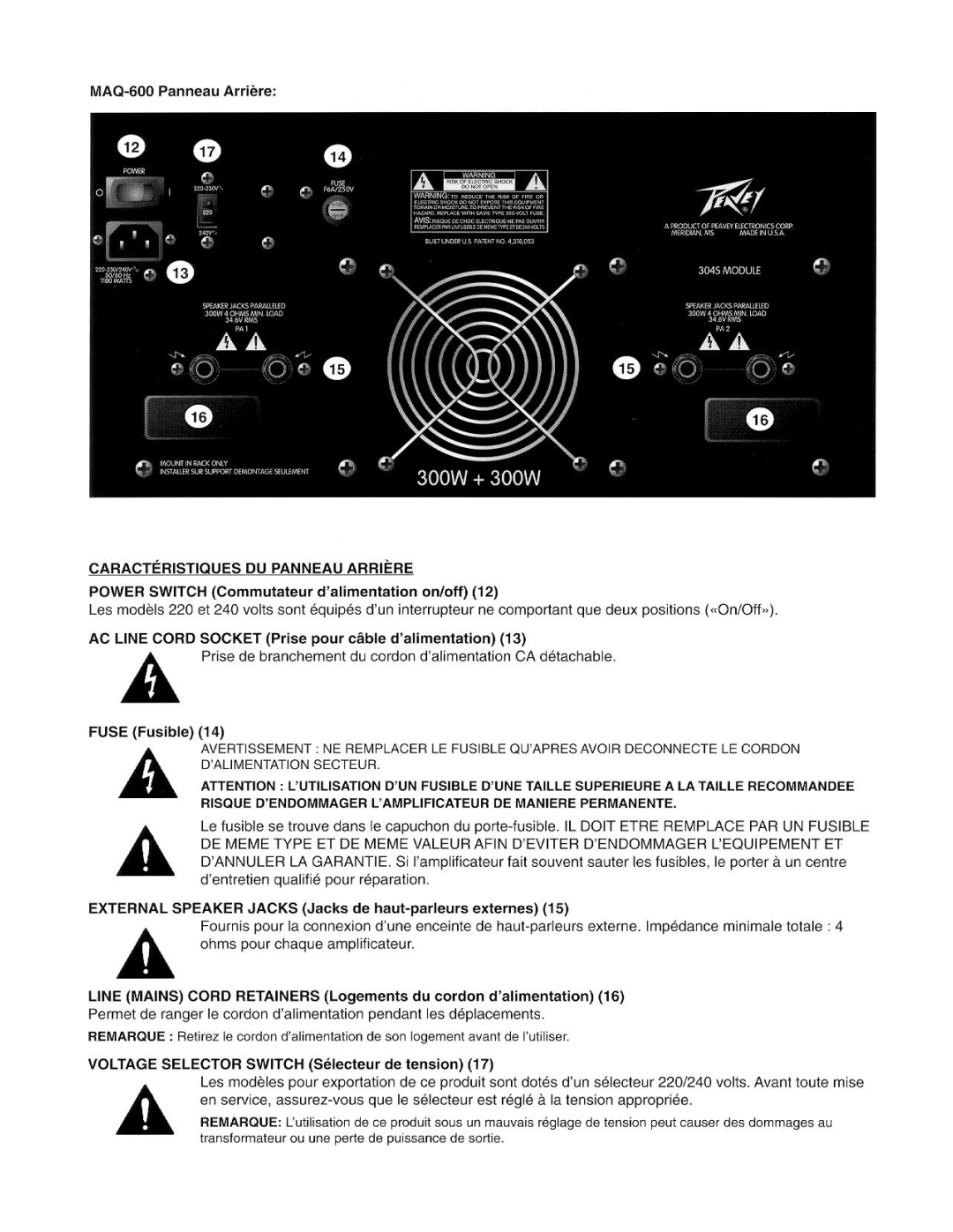 Peavey MAQ 300, MAQ 600 manual 