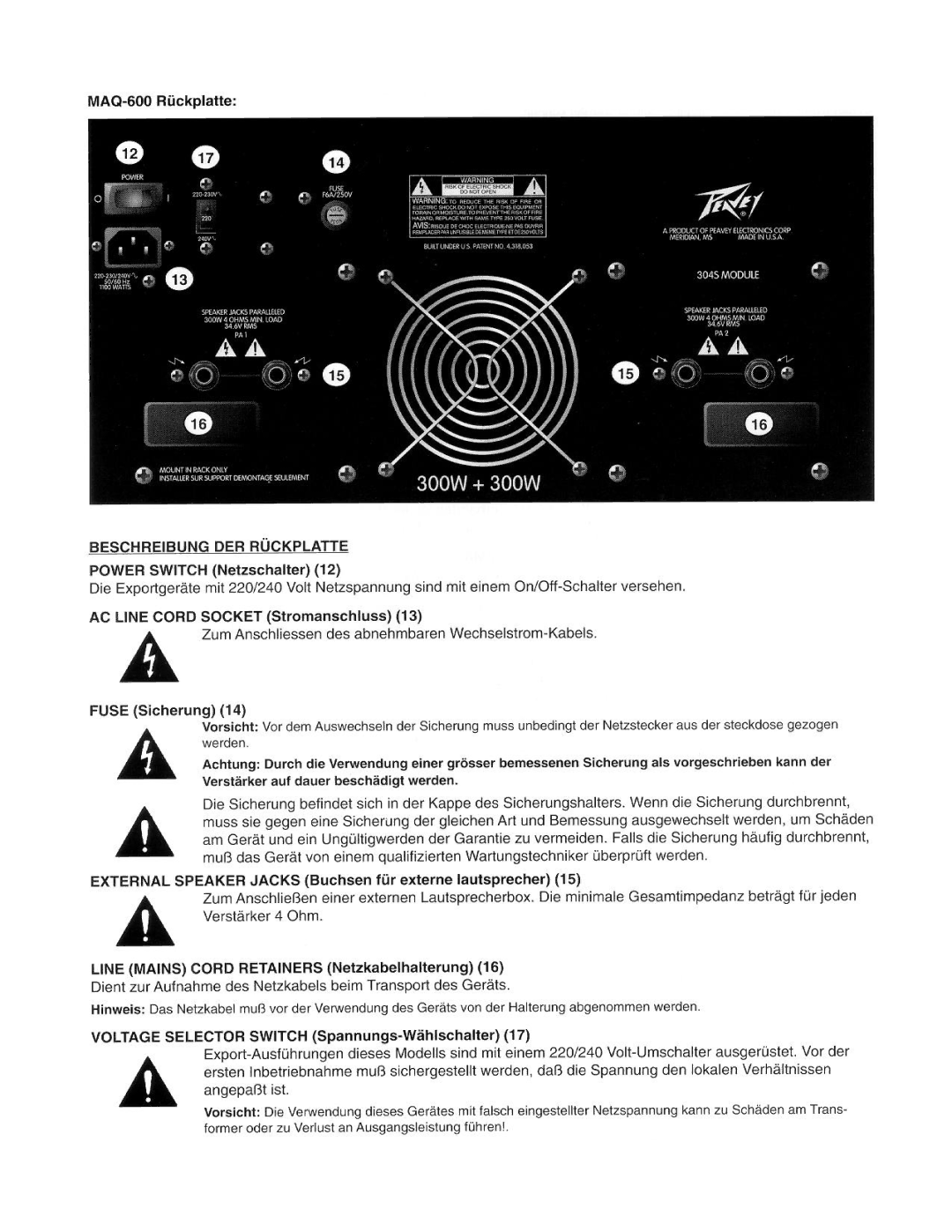 Peavey MAQ 600, MAQ 300 manual 