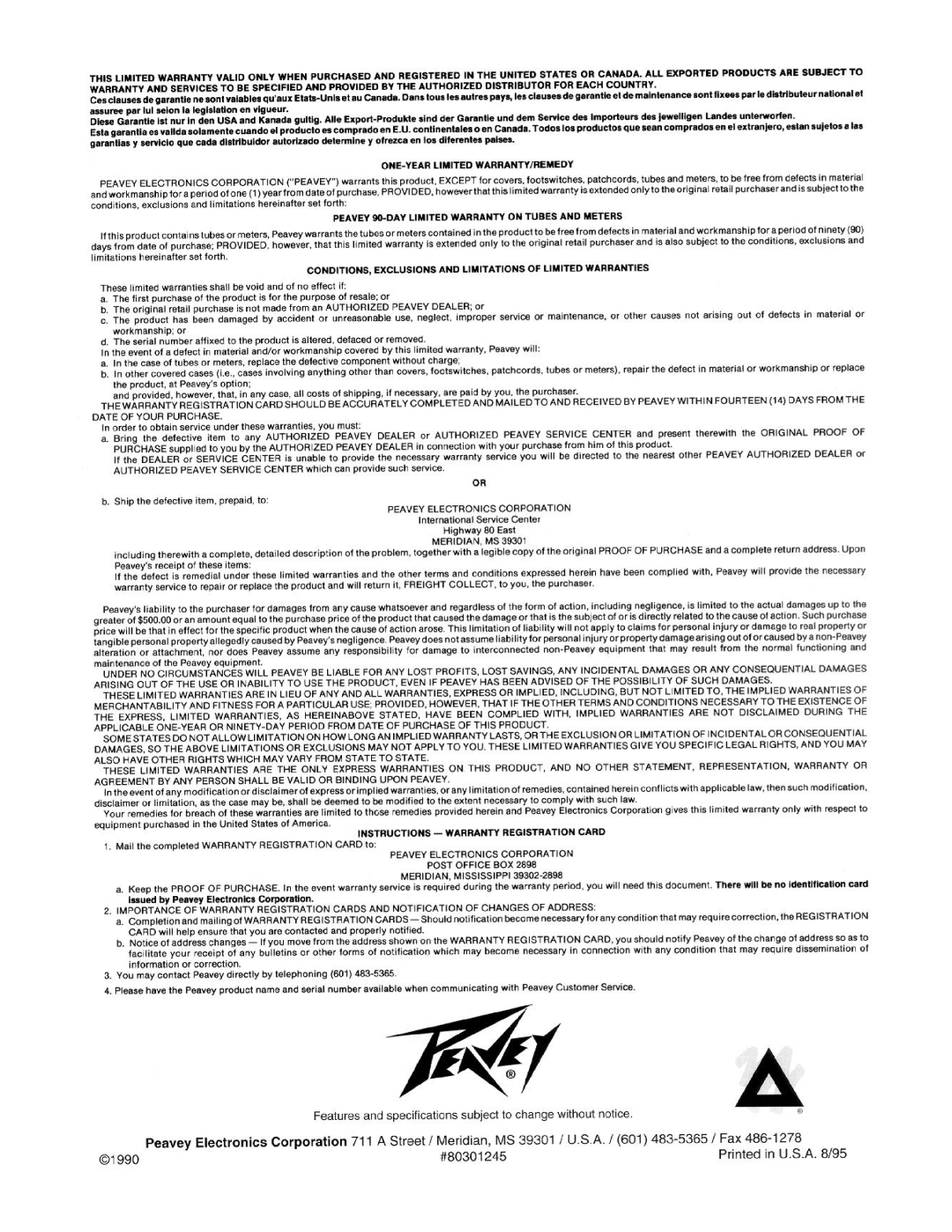 Peavey MD-IIIB manual 