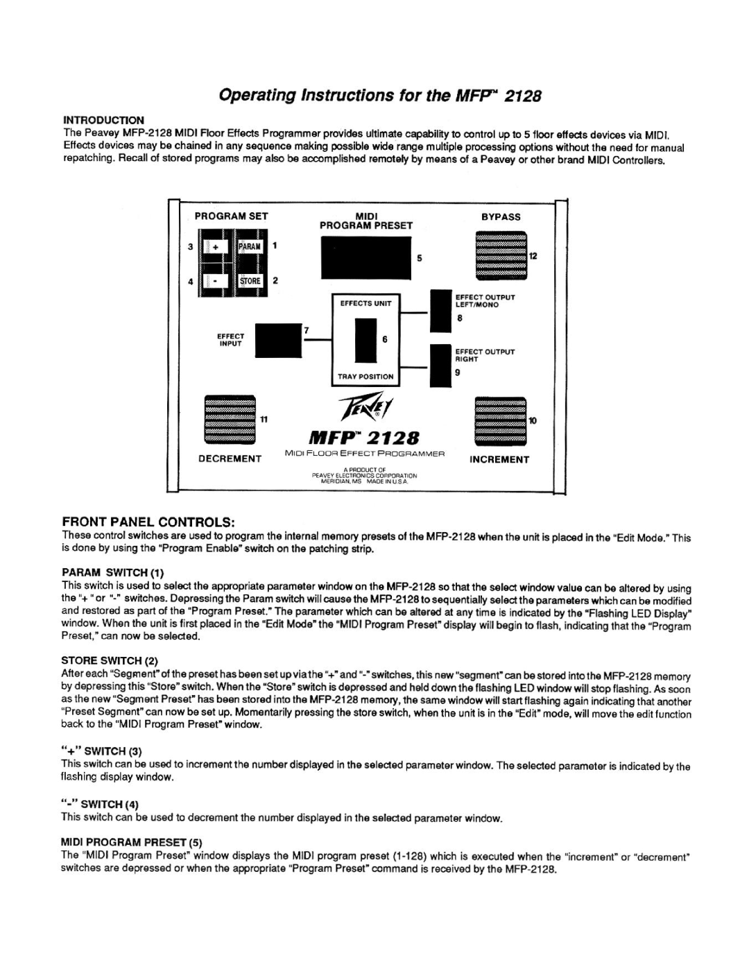 Peavey MFP 2128 manual 