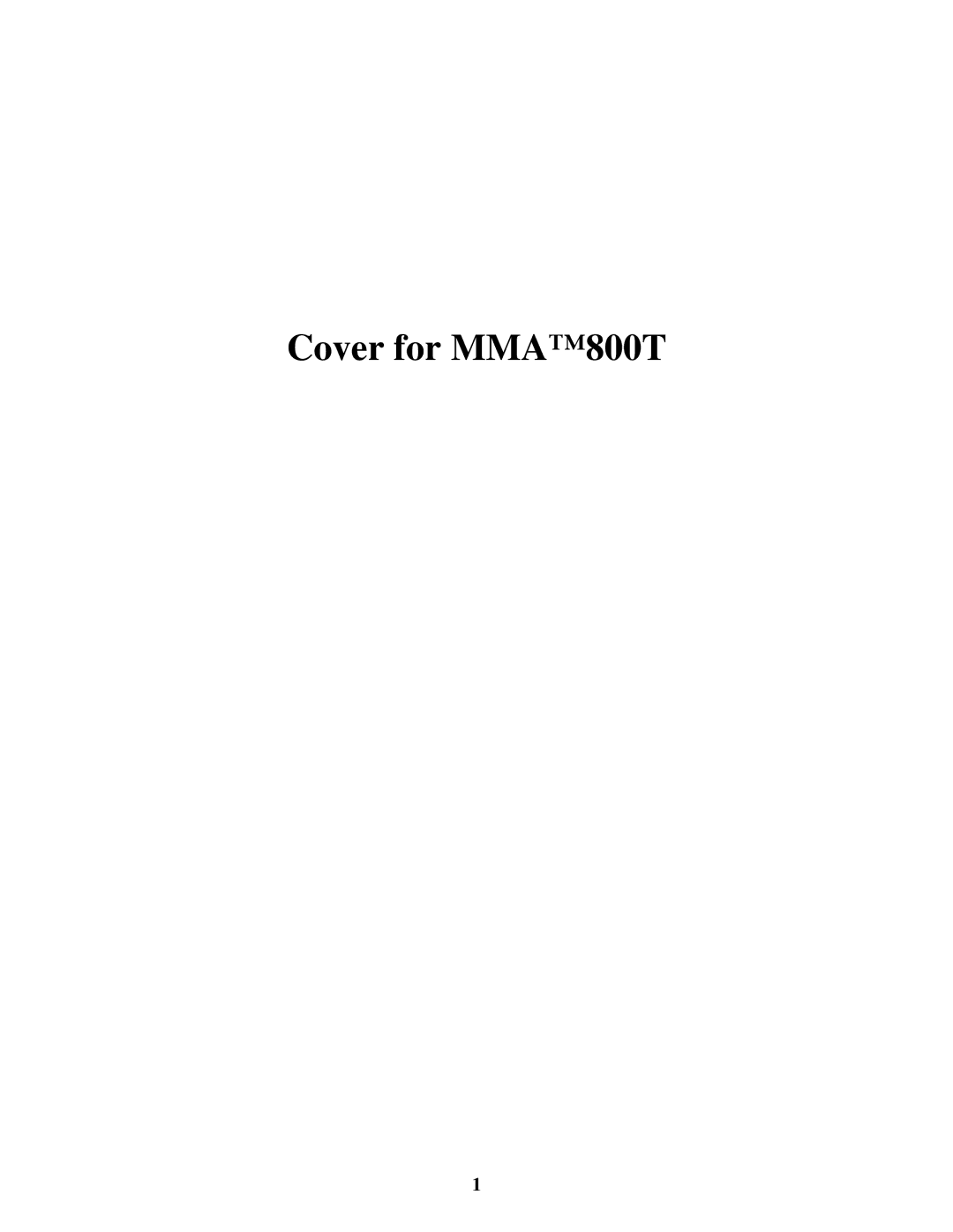 Peavey MMA 800T manual Cover for MMA800T 