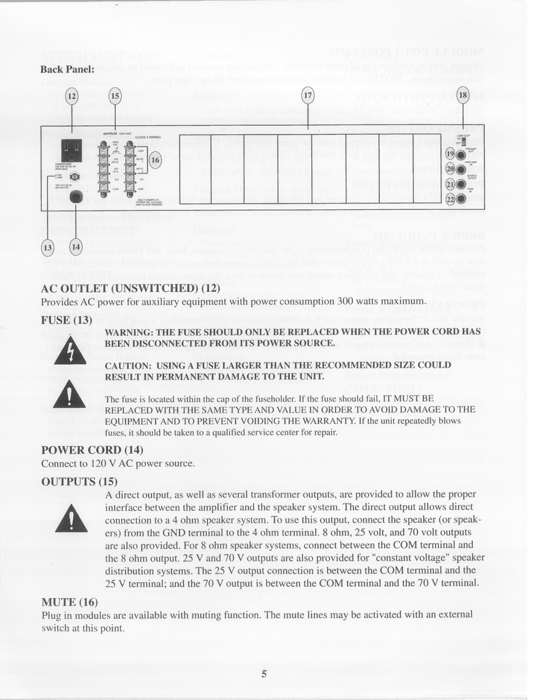 Peavey MMA 875T, MMA 835T, MMA 8150T II manual 