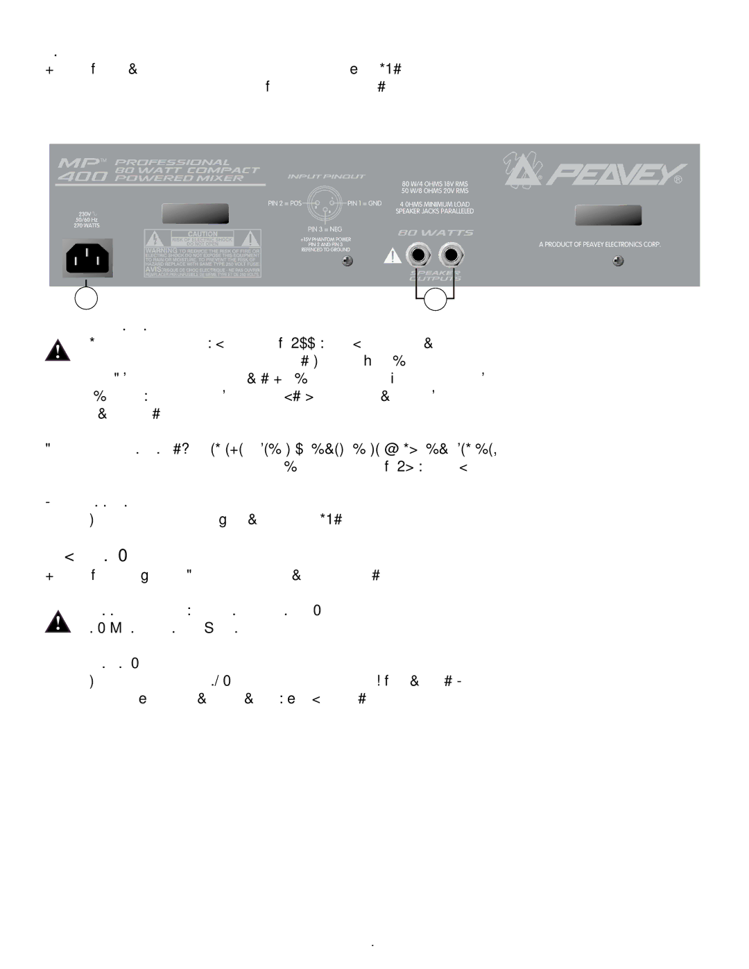 Peavey MP 400 manual Panel Trasero, Conexiones DE Bocinas, Conector DE Poder IEC, LED DE Poder 