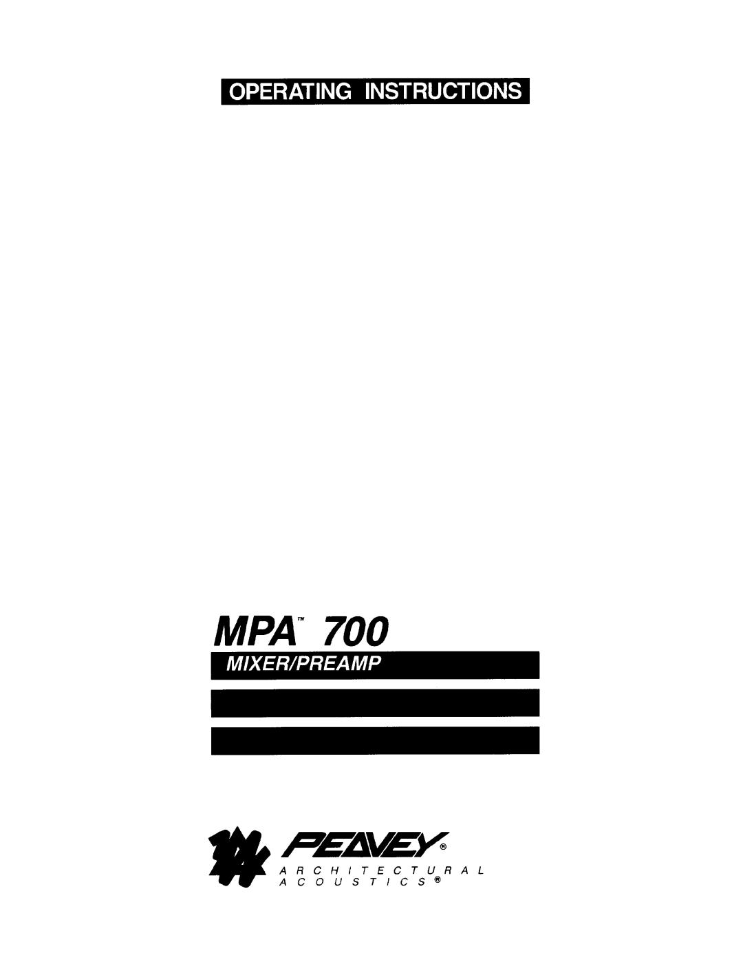 Peavey MPA 700 manual 