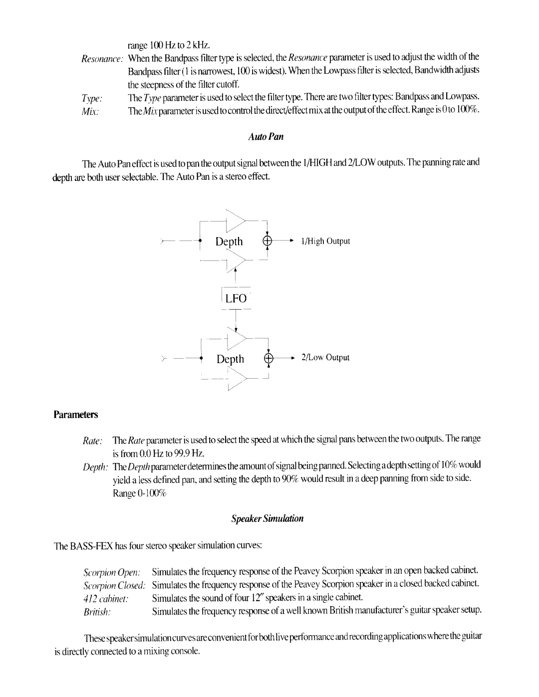 Peavey Multi-Effects Bass Preamp manual 