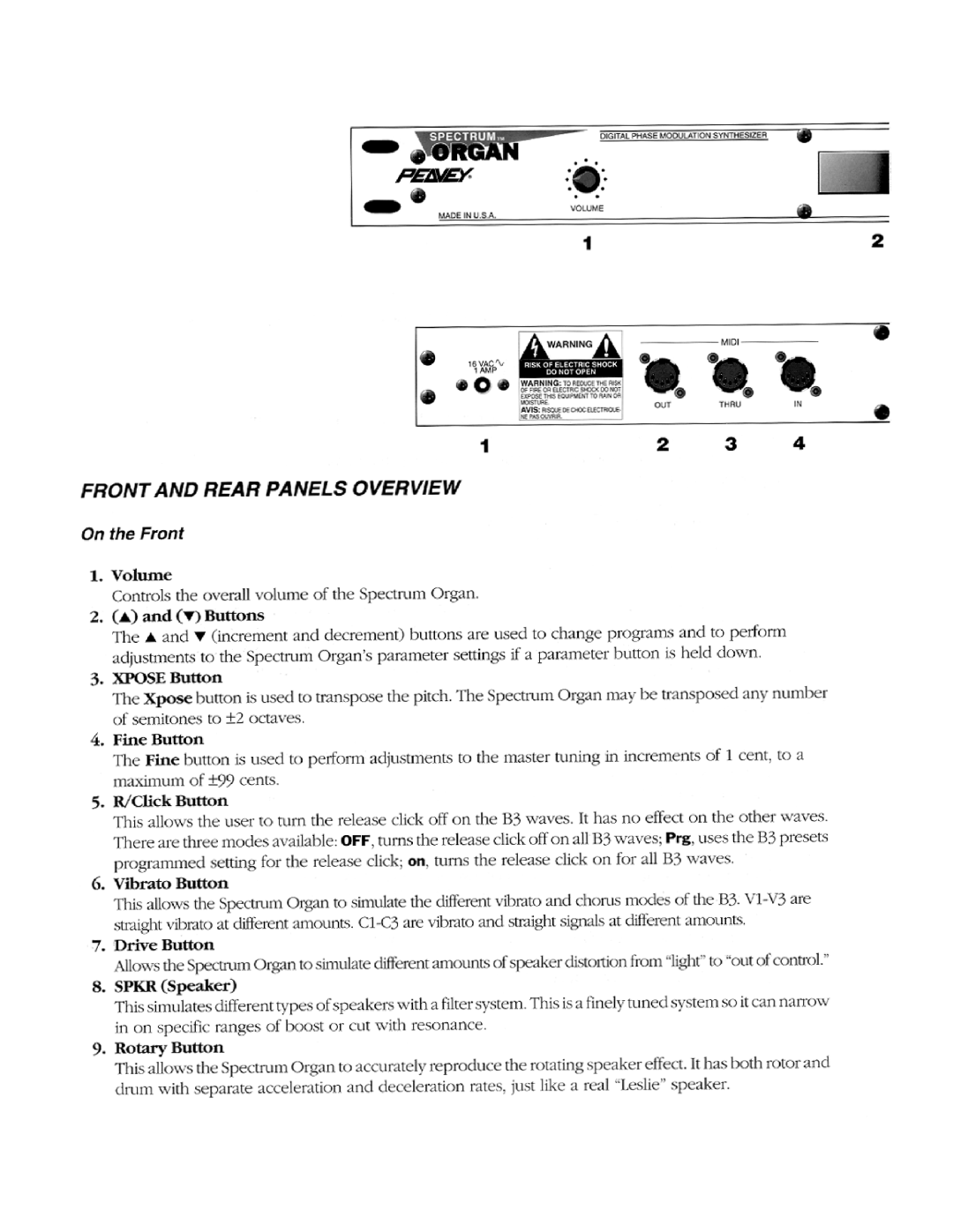 Peavey Organ manual 