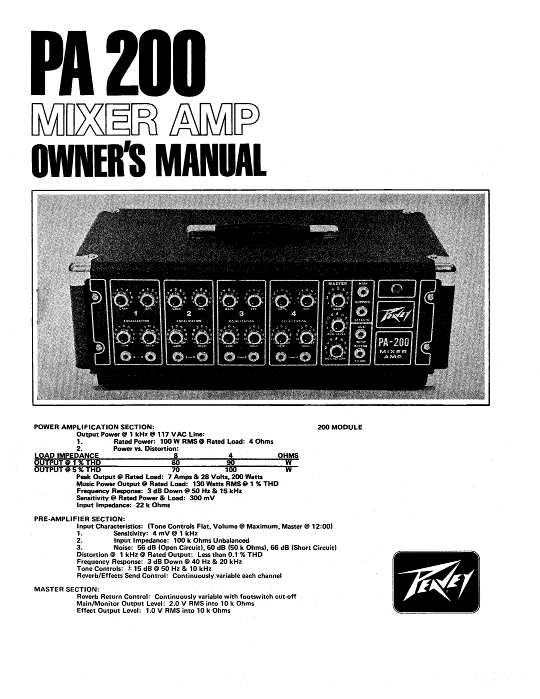 Peavey PA 200 manual 