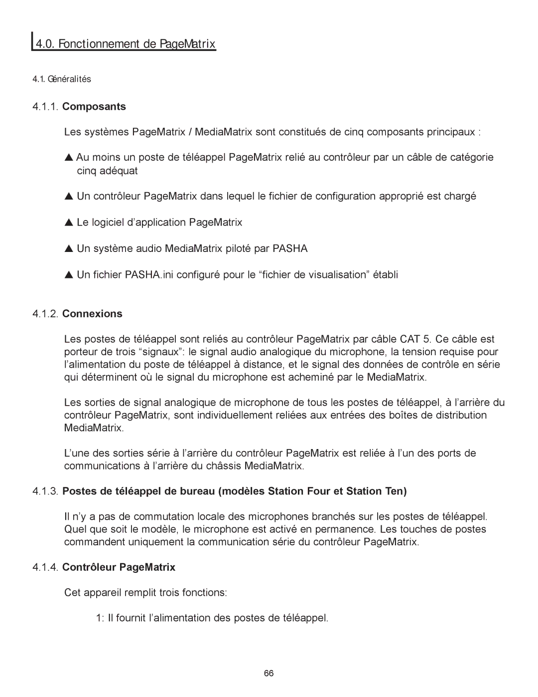 Peavey owner manual Fonctionnement de PageMatrix, Généralités, Composants, Connexions, Contrleur PageMatrix 