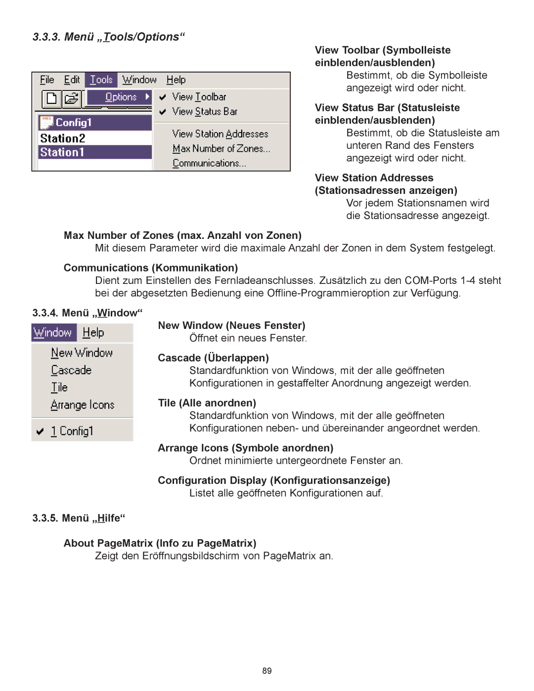 Peavey PageMatrix owner manual MenŸ ãTools/OptionsÒ 