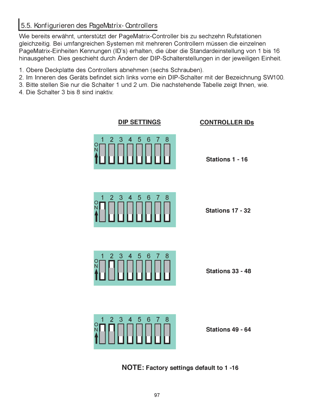 Peavey owner manual Konfigurieren des PageMatrix-Controllers 