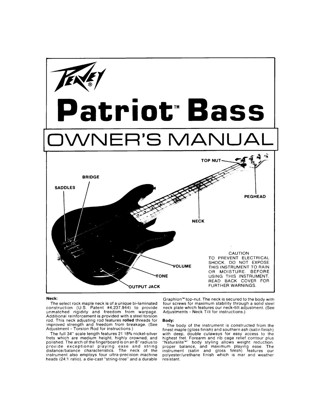 Peavey Patriot Bass manual 