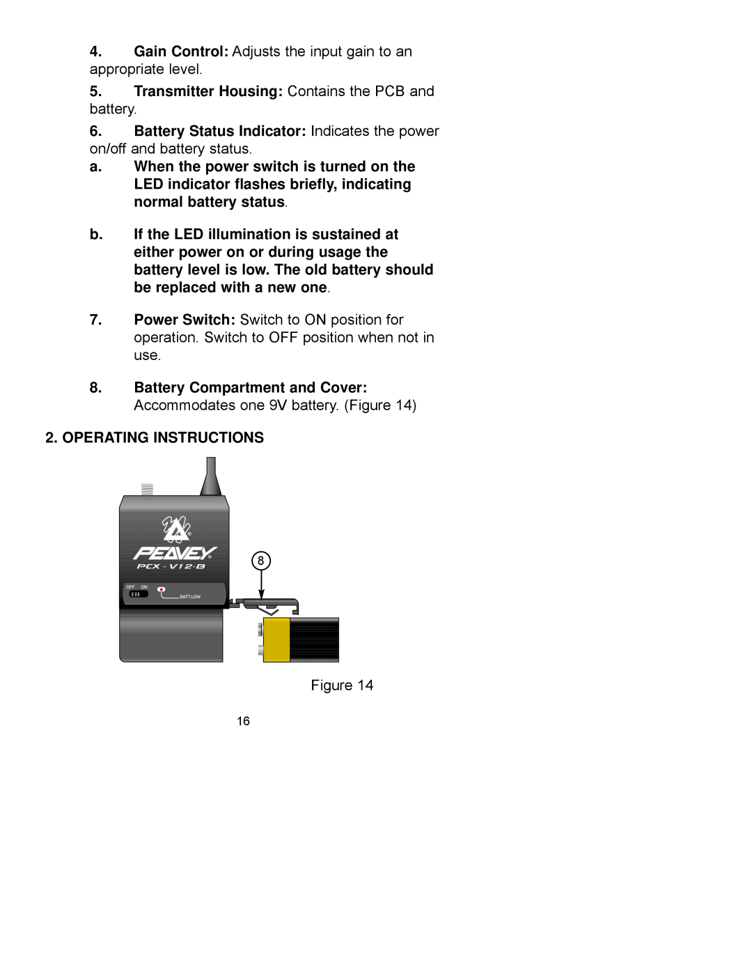 Peavey PCX-V12 manual Operating Instructions 