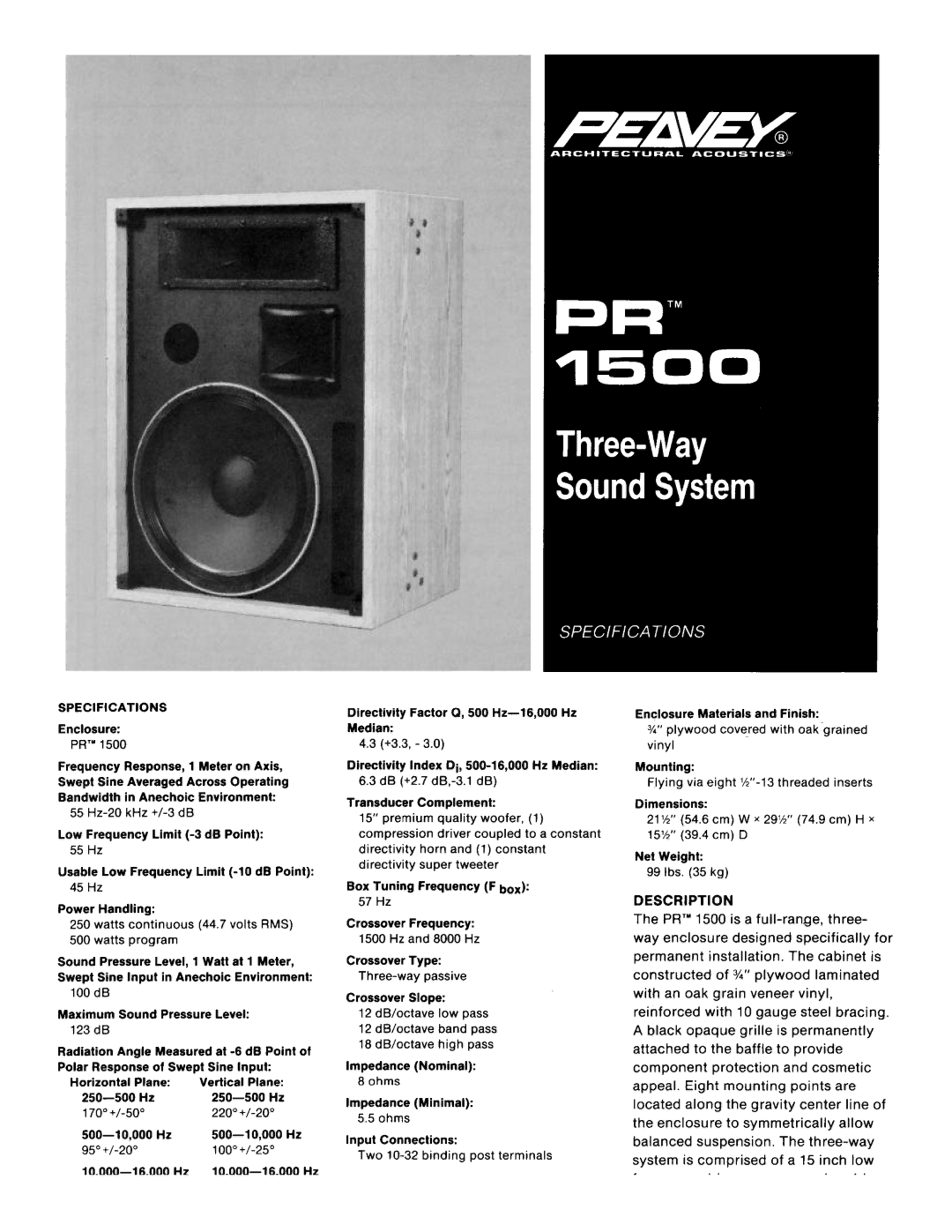 Peavey PR 1500 manual 