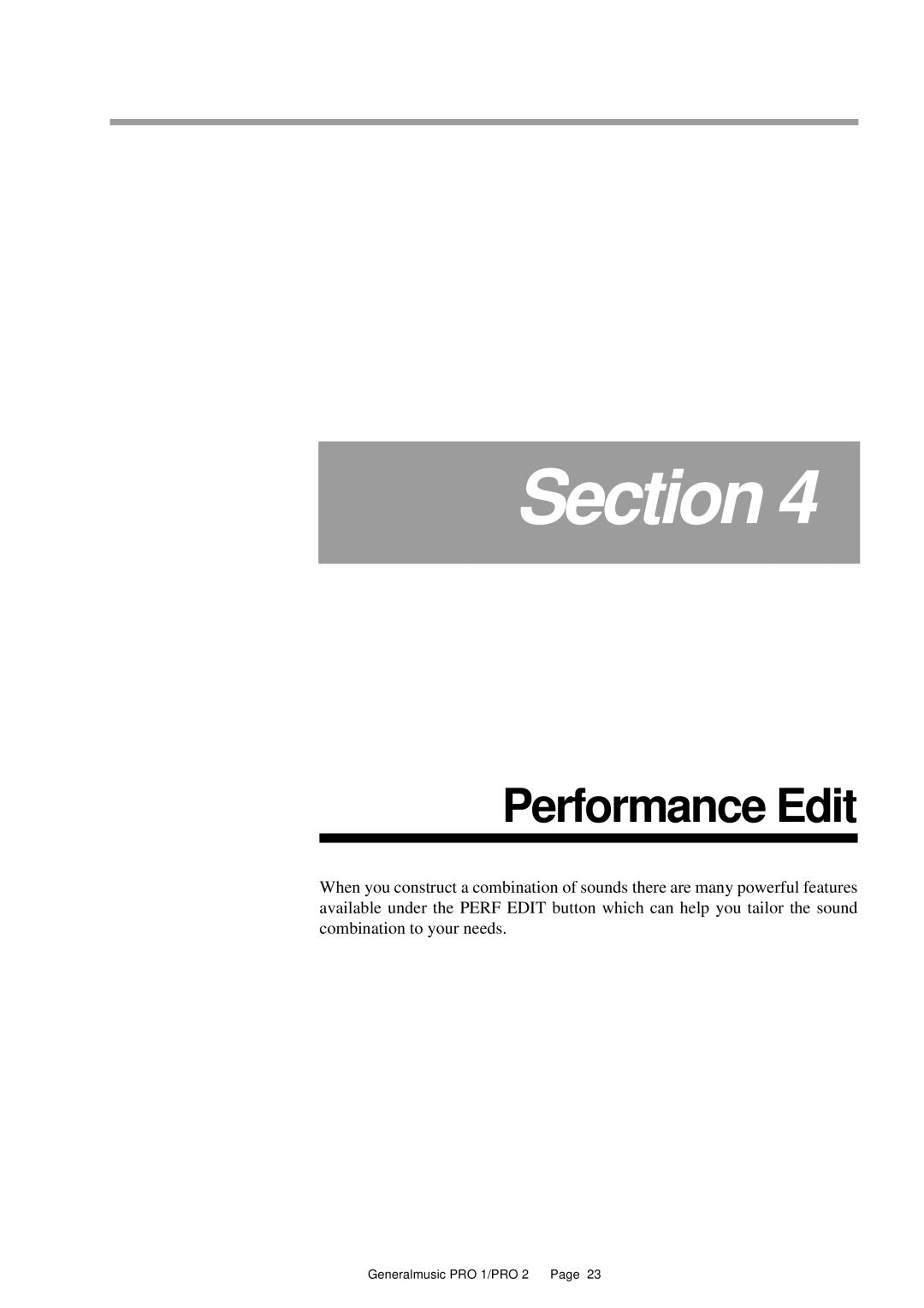 Peavey Pro 2, Pro 1 owner manual Performance Edit 