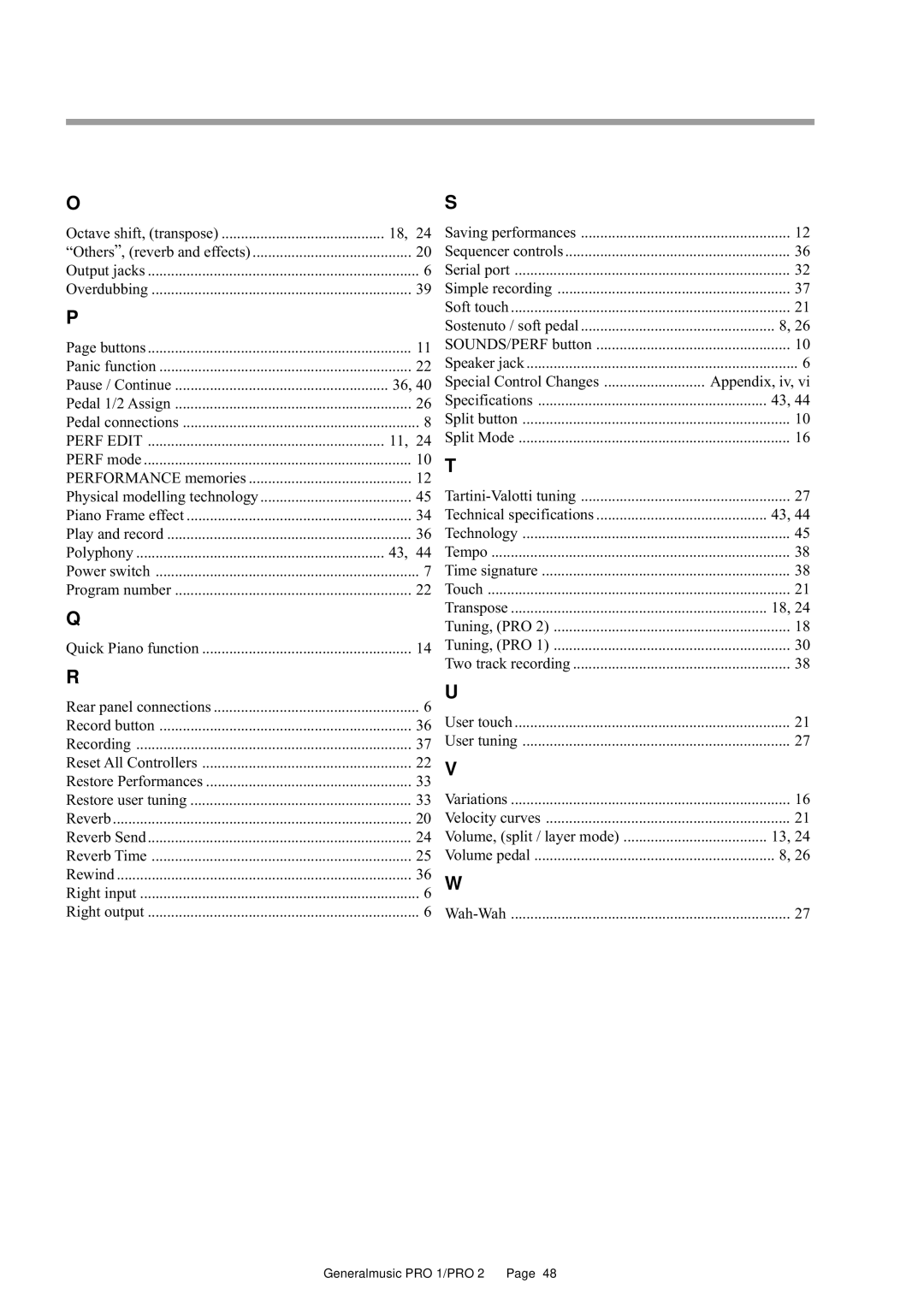 Peavey Pro 1, Pro 2 owner manual Perf Edit 