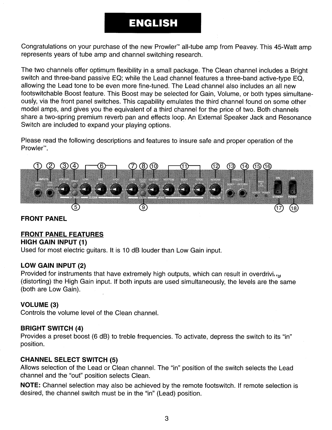 Peavey Prowler manual 