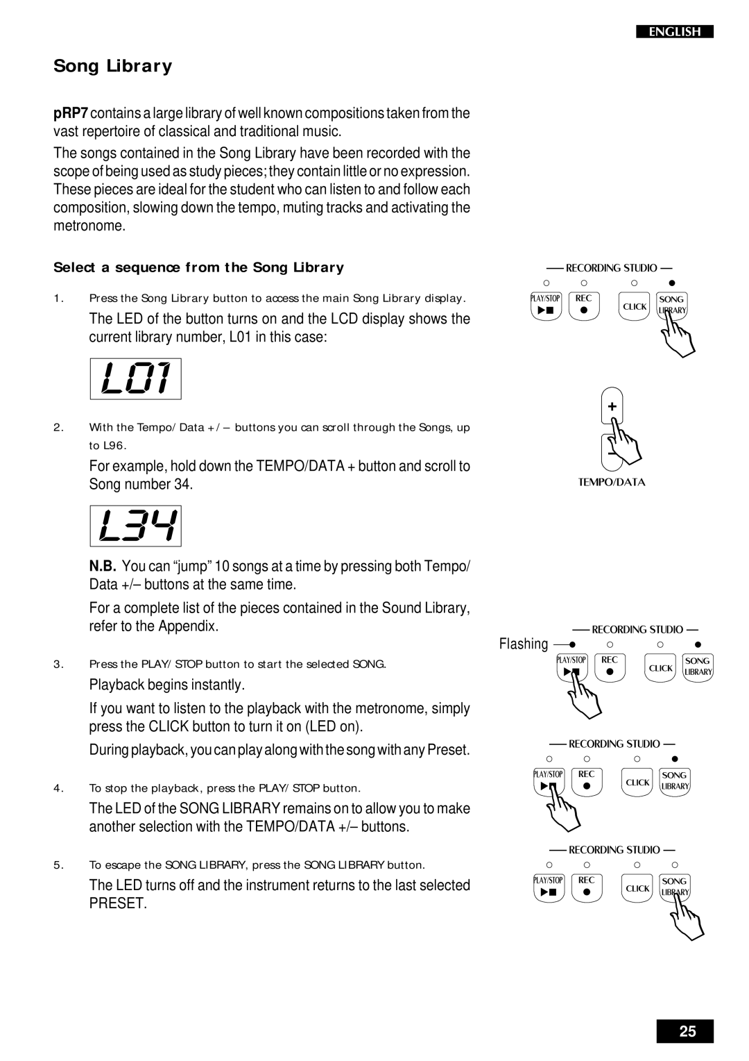 Peavey pRP 7 owner manual Select a sequence from the Song Library 